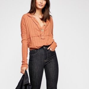 Free people, Rust Orange Button-Up blouse Size S